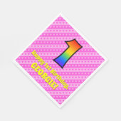 Serviette En Papier 1er anniversaire : Pink Stripes & Hearts, Rainbow (Coin)