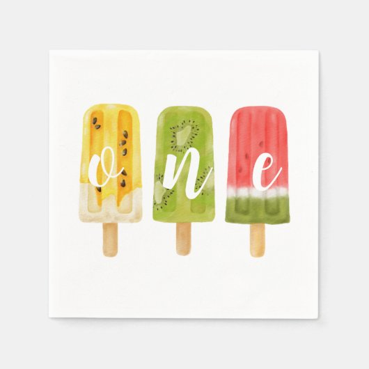 Serviette En Papier 1er anniversaire popsicle glaces fête d'anniversai (Devant)
