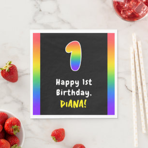 Serviette En Papier 1er anniversaire : Rainbow Spectrum # 1, Nom perso