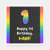 Serviette En Papier 1er anniversaire : Rainbow Spectrum # 1, Nom perso (Devant)