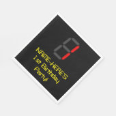 Serviette En Papier 1er anniversaire : Rouge Digital Horloge Style "1" (Coin)