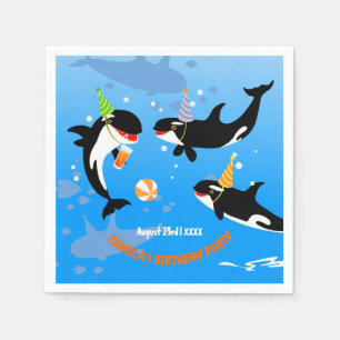 Serviette En Papier 1er anniversaire sous la mer orque baleine bébé fi
