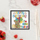 Serviette En Papier 1er anniversaire Teddy Bear Anniversaire Papier (En situation)