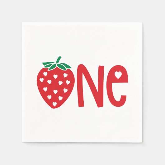 Serviette En Papier 1er anniversaire Une fraise (Devant)