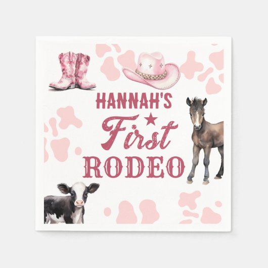 Serviette En Papier 1er Rodeo Anniversaire Pink Western Papier Napkin (Devant)