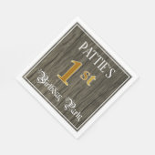 Serviette En Papier 1ère fête d'anniversaire — Faux Gold & Faux Wood L (Coin)