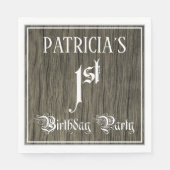 Serviette En Papier 1ère fête d'anniversaire — Script fantaisie, Faux (Devant)