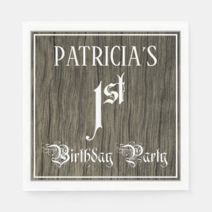 Serviette En Papier 1ère fête d'anniversaire — Script fantaisie, Faux 