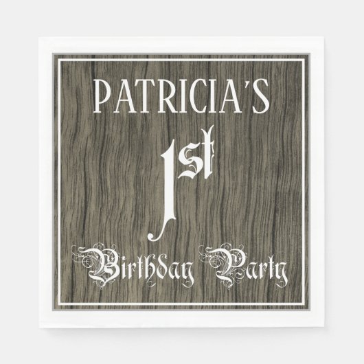 Serviette En Papier 1ère fête d'anniversaire — Script fantaisie, Faux (Devant)