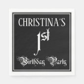 Serviette En Papier 1ère fête d'anniversaire — Script fantaisie + Nom (Devant)