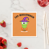 Serviette En Papier 1ère Grenouille à petite sorcière Halloween (En situation)