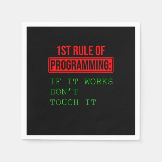 Serviette En Papier 1ère Règle De Programmation Programmeur Coder Cade (Devant)