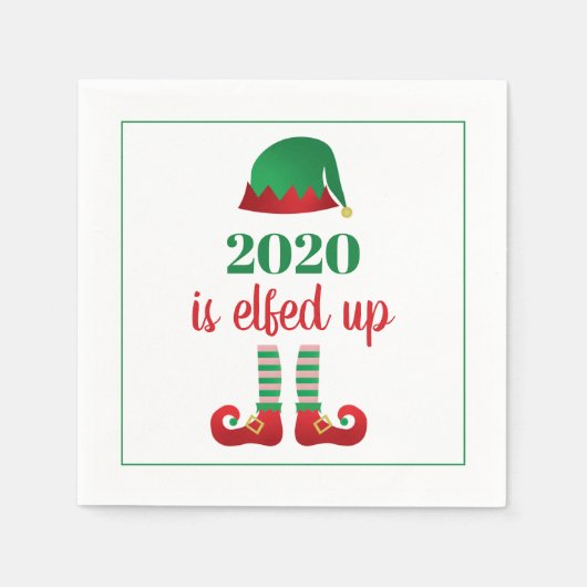 Serviette En Papier 2020 S'Est Élimé Drôle Noël Dit Vert (Devant)