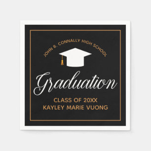 Serviette En Papier 2021 Graduation Black Gold Custom School Monogramm