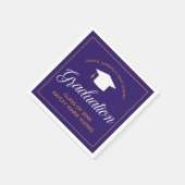 Serviette En Papier 2022 Graduation Purple Gold Custom School Monogram (Coin)