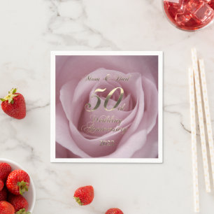 Serviette En Papier 2022 Rose Parents Mariages d'or 50e anniversaire