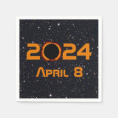 Serviette En Papier 2024 Éclipse solaire totale Date Ciel étoilé (Devant)