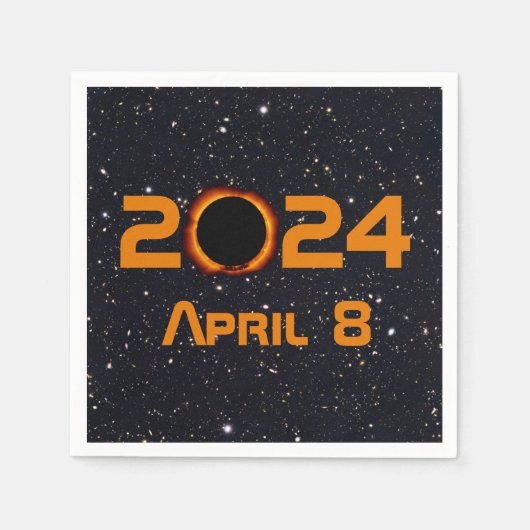 Serviette En Papier 2024 Éclipse solaire totale Date Ciel étoilé (Devant)