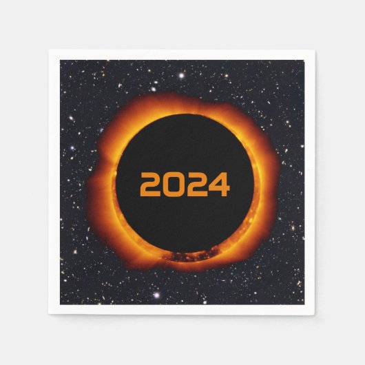 Serviette En Papier 2024 Éclipse solaire totale Date Ciel étoilé (Devant)