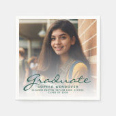 Serviette En Papier 2024 Green Script Photo Graduation Party (Devant)