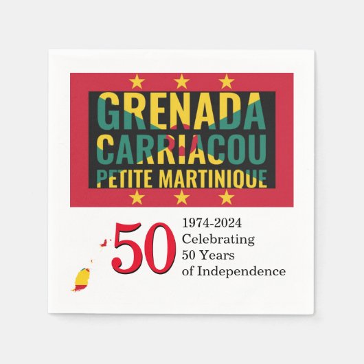Serviette En Papier 2024 GRENADIAN 50e Anniversaire de l'indépendance (Devant)