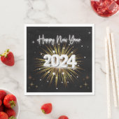 Serviette En Papier 2024 Joyeux dîner de Nouvel An serviettes (En situation)