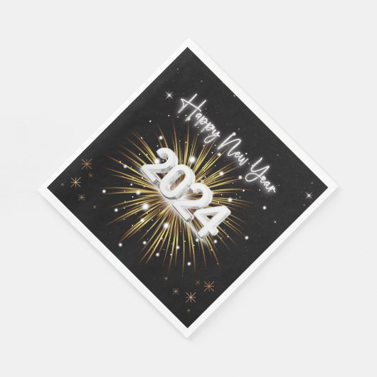 Serviette En Papier 2024 Joyeux dîner de Nouvel An serviettes (Coin)