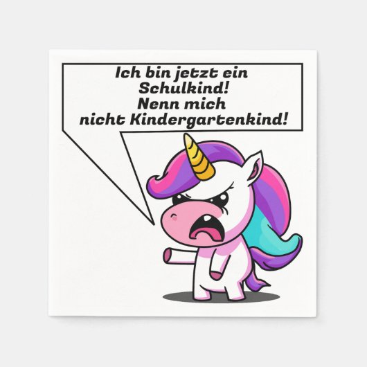 Serviette En Papier 2024, premier jour scolaire, licorne (Devant)