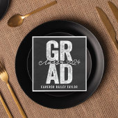 Serviette En Papier 2025 Bold GRAD Silver Foil Graduation Party Paper