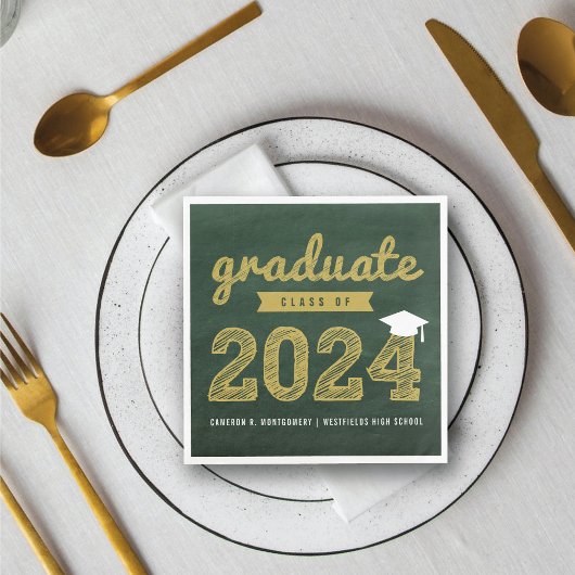 Serviette En Papier 2025 Chalkboard Bold Sketch Graduation Party Paper