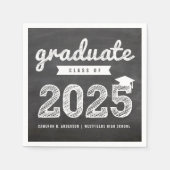 Serviette En Papier 2025 Chalkboard Bold Sketch Graduation Party Paper (Devant)
