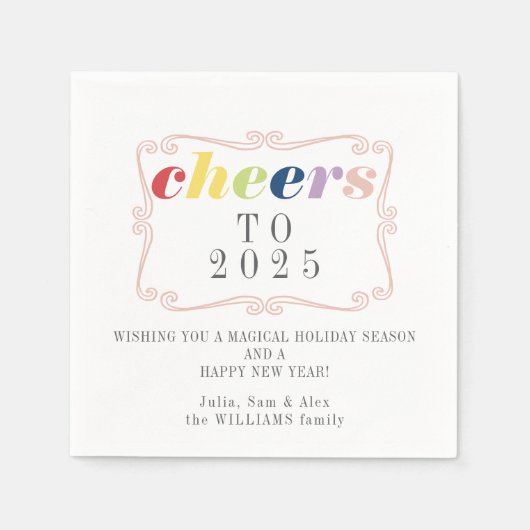 Serviette En Papier 2025 Cheers Modern Retro Holiday Happy New Year (Devant)