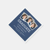 Serviette En Papier 2025 Diplômé 3-Photo Marine Bleu Blanc (Coin)