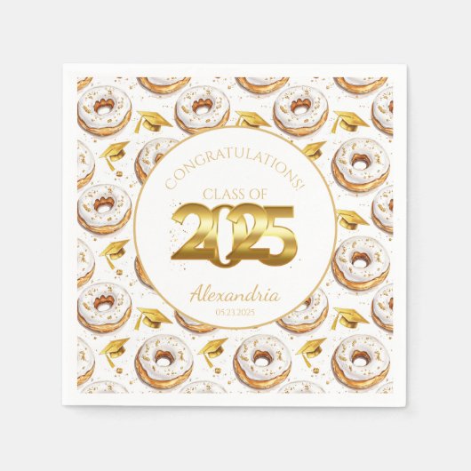 Serviette En Papier 2025 Donuts and Degrees Graduation Paper Napkins (Devant)