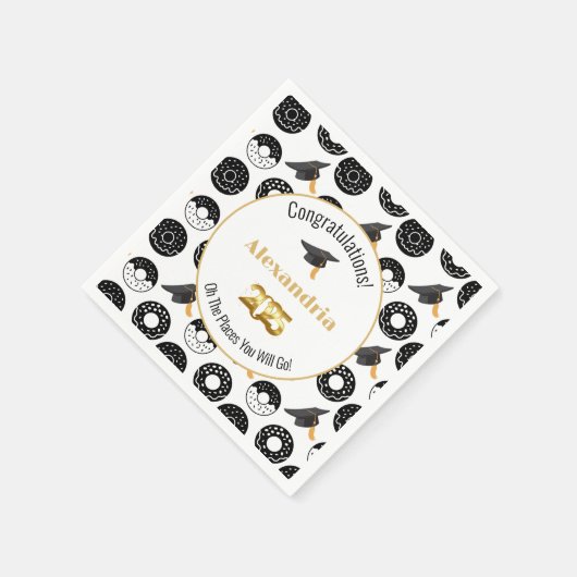 Serviette En Papier 2025 Donuts and Degrees Modern Black and White (Coin)