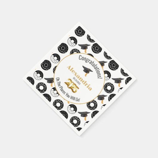 Serviette En Papier 2025 Donuts and Degrees Modern Black and White (Coin)