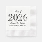 Serviette En Papier 2025 Elegant Black and White Custom Graduation (Devant)