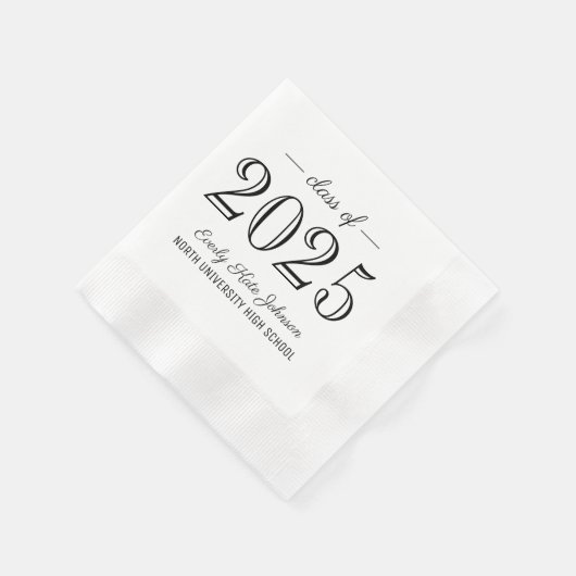 Serviette En Papier 2025 Elegant Black and White Custom Graduation (Coin)