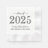 Serviette En Papier 2025 Elegant Black and White Custom Graduation (Devant)