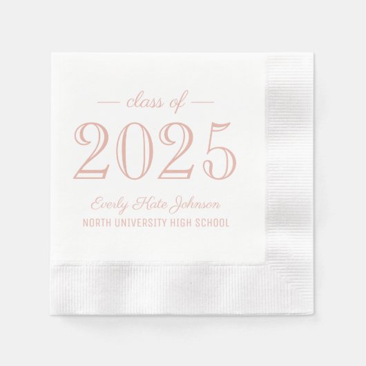 Serviette En Papier 2025 Elégant Rose Gold Custom Graduation (Devant)