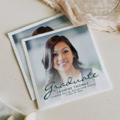 Serviette En Papier 2025 Green Script Photo Graduation Party