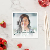 Serviette En Papier 2025 Green Script Photo Graduation Party (En situation)