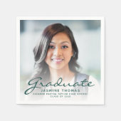 Serviette En Papier 2025 Green Script Photo Graduation Party (Devant)