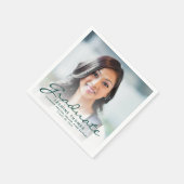 Serviette En Papier 2025 Green Script Photo Graduation Party (Coin)