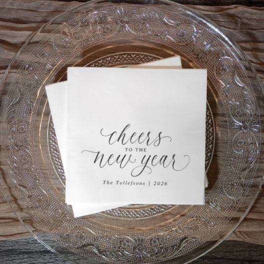 Serviette En Papier 2026 New Year Cheers Elegant Script Party