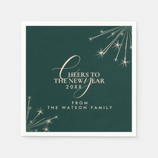 Serviette En Papier 2026 New Year Classy Modern Typography Green (Devant)