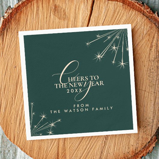 Serviette En Papier 2026 New Year Classy Modern Typography Green