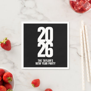 Serviette En Papier 2026 nouvel an événement noir et blanc serviettes