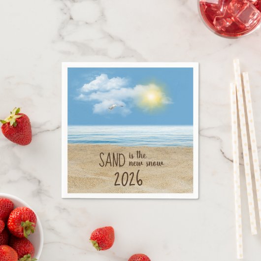 Serviette En Papier 2026 Ocean Beach With Seagull  (En situation)