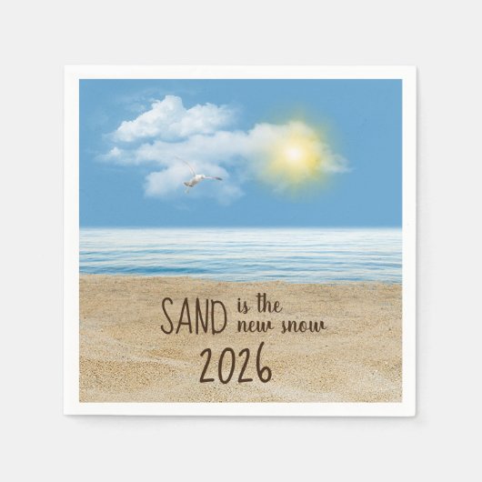 Serviette En Papier 2026 Ocean Beach With Seagull  (Devant)